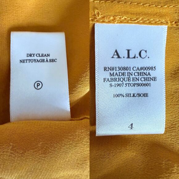 A.L.C. Sophie Silk Goldenrod Drape Tie Back Blouse Top Size 4 EUC - Picture 7 of 10
